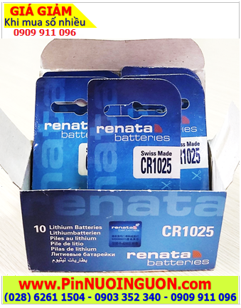COMBO 01vỉ 5viên Pin 3v lithium Renata CR1025 chính hãng _Giá chỉ 619.000đ/Hộp 10vỉ